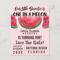 One in a Melon Watercolor Watermelon Save the Date