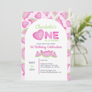 One in a Melon Watermelon 1st Birthday Invite