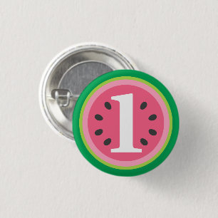 One in a Melon Watermelon 1st Birthday Party Favou 1 Inch Round Button