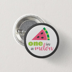One in a Melon Watermelon 1st Birthday Party Favou 1 Inch Round Button