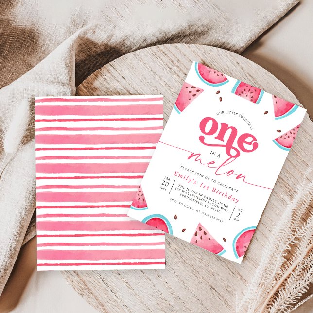 One in a Melon Watermelon 1st Birthday Party Invitation (Creator Uploaded)