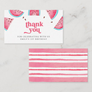 One in a Melon Watermelon 1st Birthday Thank You Enclosure Card