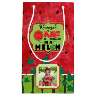 ONE in a Melon Watermelon 1st Birthday Two Photos  Small Gift Bag