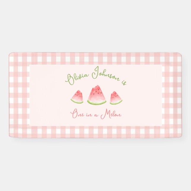 One in a Melon Watermelon Birthday Banner (Horizontal)