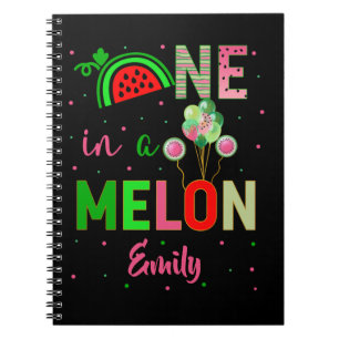 One in a Melon Watermelon Birthday Girl Matching  Notebook