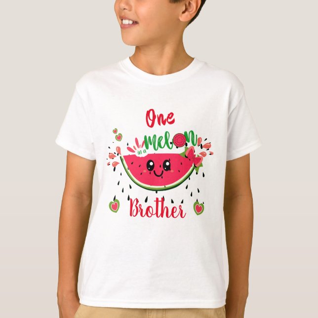 One In A Melon Watermelon Birthday Party Brother's T-Shirt (Front)