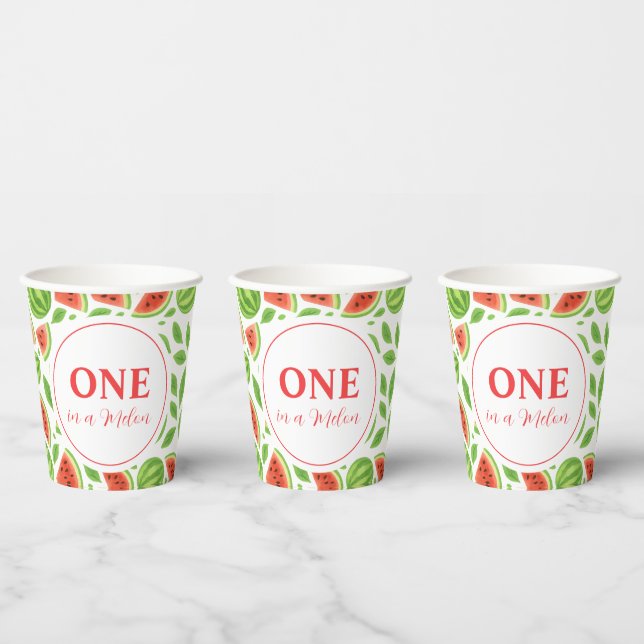 One In A Melon Watermelon Birthday Party Paper Cups (Multi)