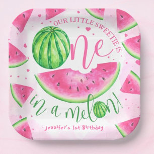 ONE in a Melon! Watermelon Birthday Party Paper Plate