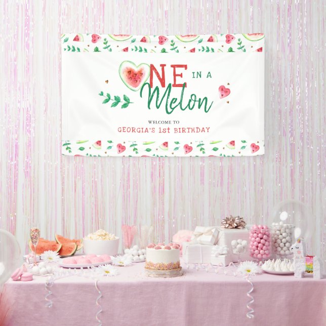 One In A Melon | Watermelon Birthday Welcome Banner (Party)