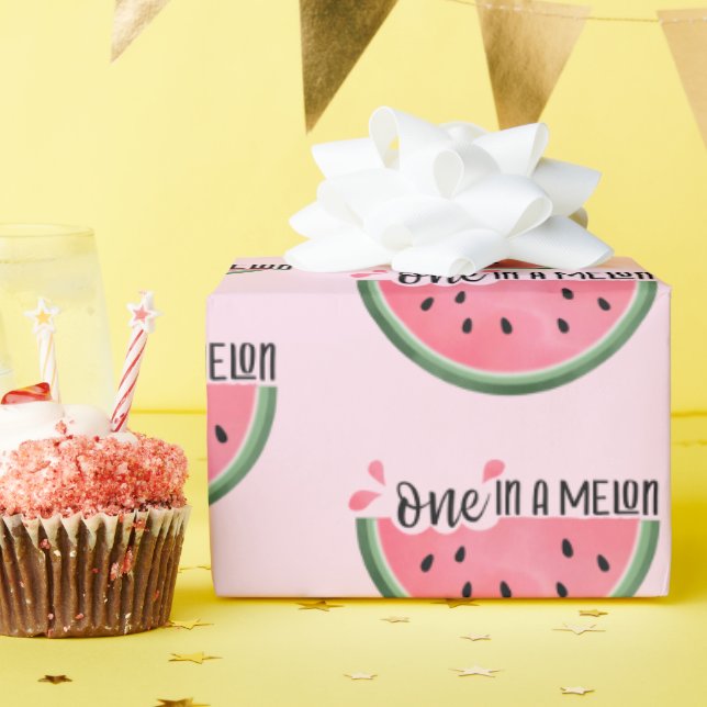 One In A Melon Watermelon Birthday Wrapping Paper (Birthday Party)