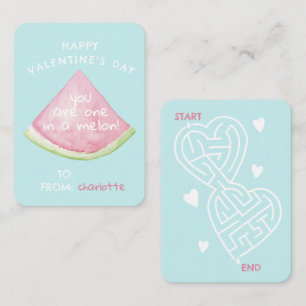 One in A Melon watermelon classroom Valentine  Not Card