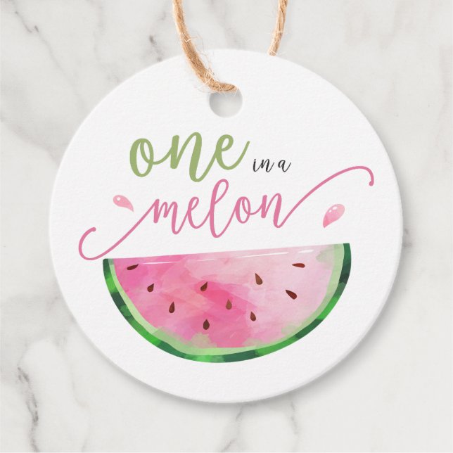 One in a Melon Watermelon Favour Tag (Front)