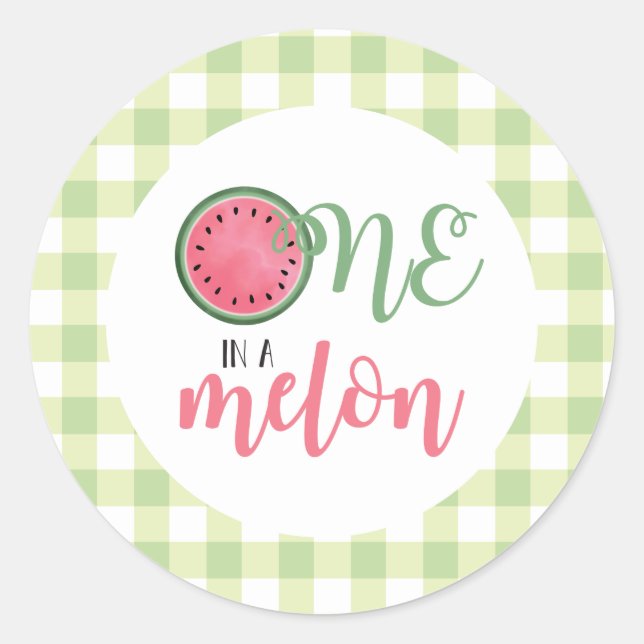 One in a Melon Watermelon First Birthday Classic Round Sticker (Front)