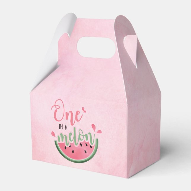 One in a Melon Watermelon first birthday  Favor Box (Front Side)