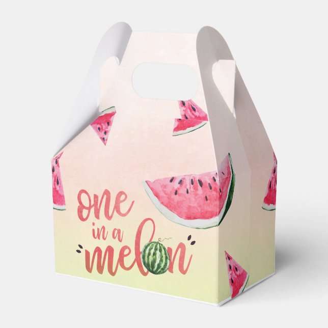 One in a Melon Watermelon First Birthday Favor Box (Front Side)