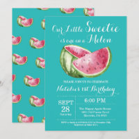 One in a Melon Watermelon First Birthday Invite