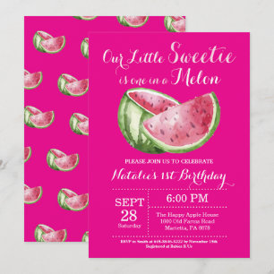 One in a Melon Watermelon First Birthday Invite