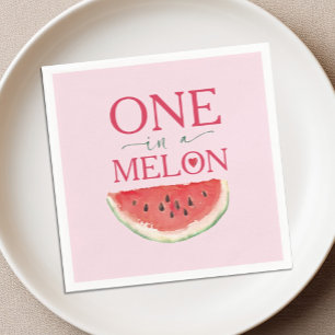 One in a Melon Watermelon First Birthday  Napkin