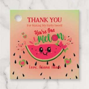 One In a Melon Watermelon First Birthday Thank You Favour Tags