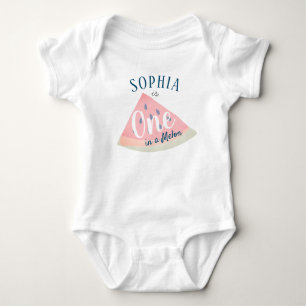 One in a Melon Watermelon Girl 1st Birthday Baby Bodysuit