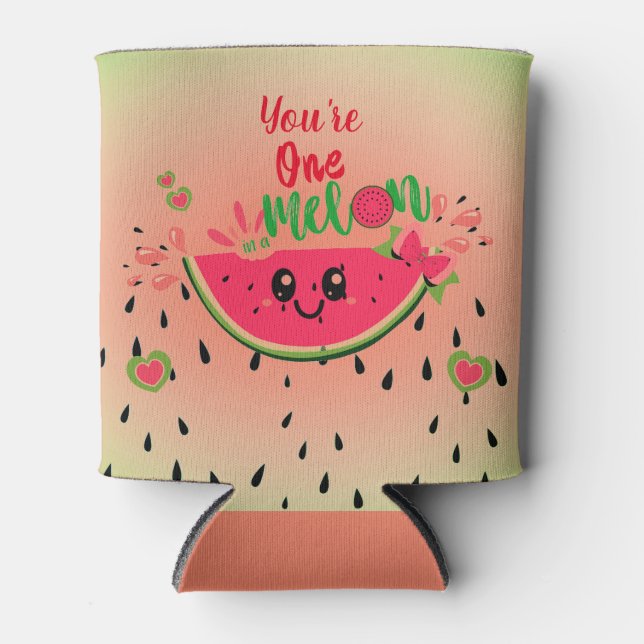 One In a Melon Watermelon Girl's First Birthday  Can Cooler (Front)