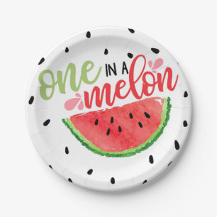 One in A Melon Watermelon Paper Plate - Red