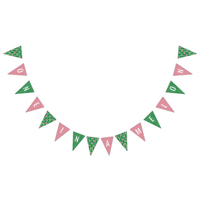 One in a Melon Watermelon Party First Birthday Bunting Flags (All)