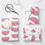 One In A Melon Watermelon Patterns Birthday Wrapping Paper Sheet<br><div class="desc">Cute watercolor one in a melon themed summer birthday git wrap with watercolor watermelon patterns. Whimsical style. Oink green melon on pink background.</div>