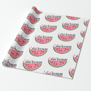 One In A Melon Watermelon Personalized Birthday Wrapping Paper