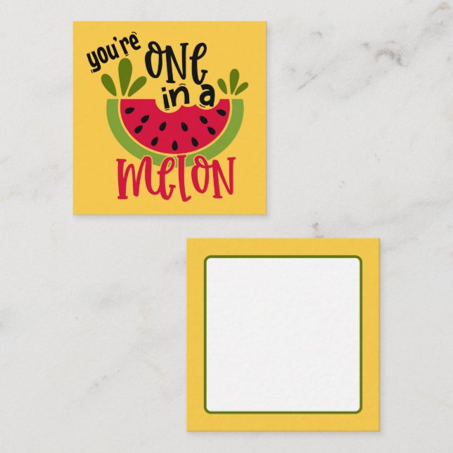 One in a Melon Watermelon Pun Card (Front/Back)