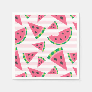 One in a Melon Watermelon Slices & Pink Stripes Napkin