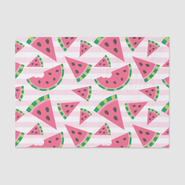 One in a Melon Watermelon Slices & Pink Stripes Tissue Paper (Front)