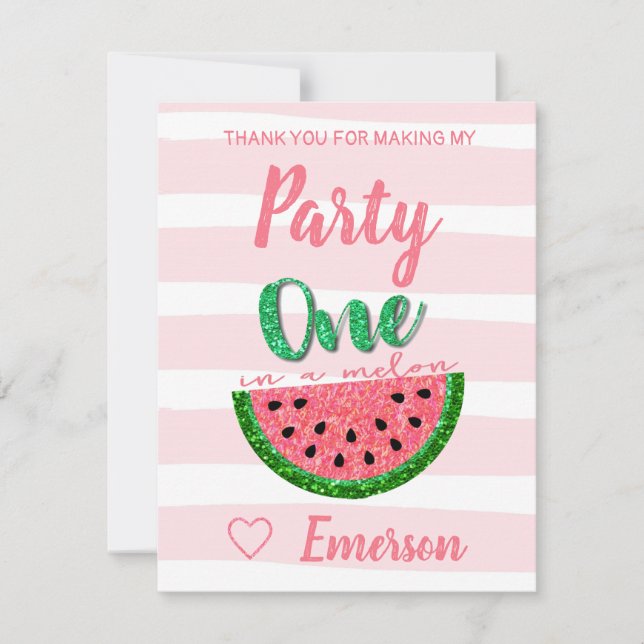 One in a melon, watermelon Thank You Card (Front)