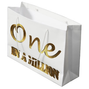 One in a million Elegant Gold Brown Typography Large Gift Bag