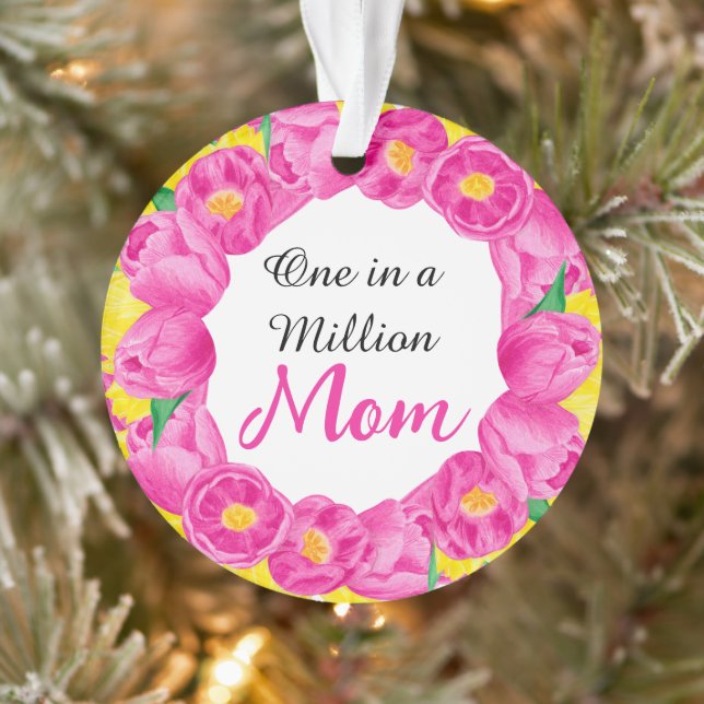 One in a Million Mom pink 1-photo Ornament (Tree)