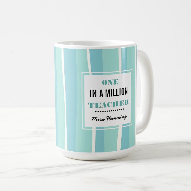 One in a Million Teacher. Custom Name Gift Coffee Mug (Front Right)