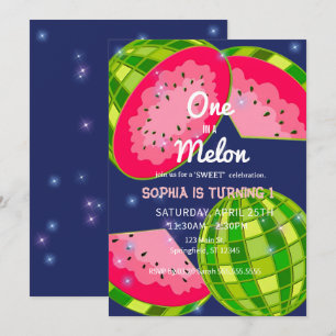 One in a Watermelon! 1st Birthday Party Invitation