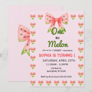 One in a Watermelon! 1st Birthday Party Invitation