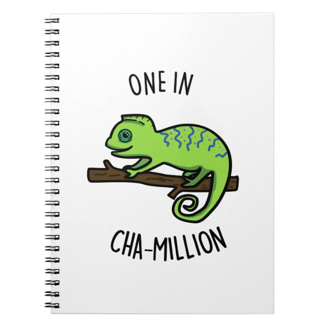 One In Cha-Million Funny Chameleon Pun  Notebook (Front)