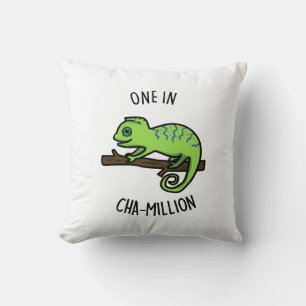 One In Cha-Million Funny Chameleon Pun  Throw Pillow