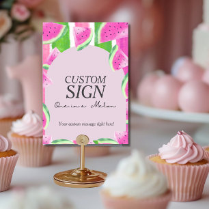 One in Melon Custom Pink Watermelon  Sign Invitation
