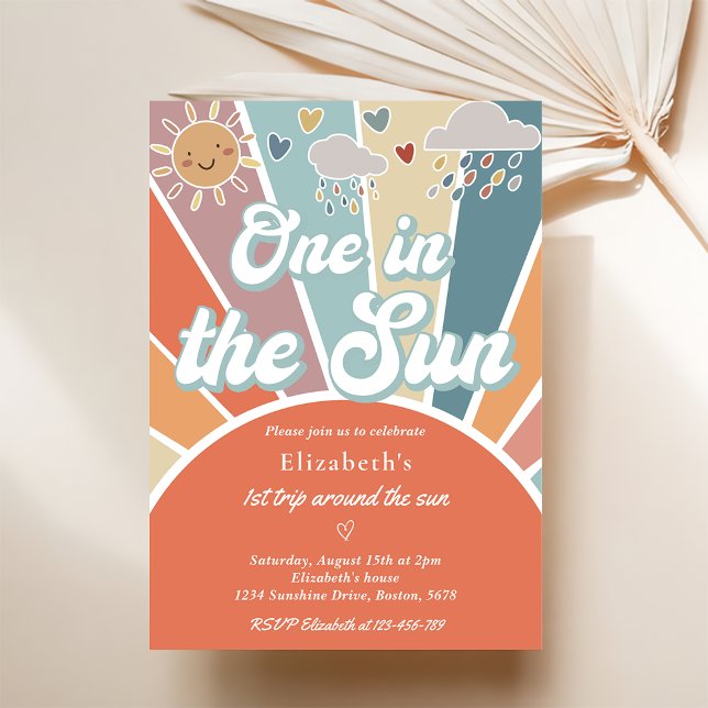 One In The Sun 1st Birthday Muted Rainbow Invitation (Creator Uploaded)