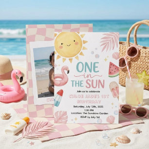 One in the Sun 1st Birthday Photo Invitation