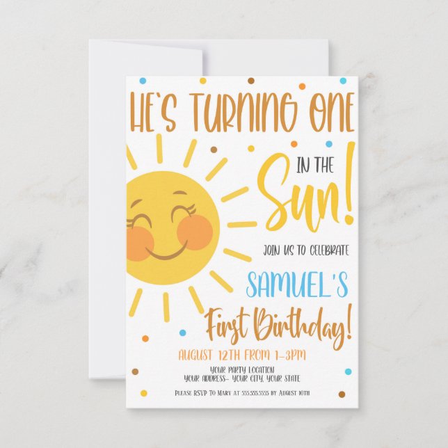 One in the Sun Birthday Party Invitation  (Front)