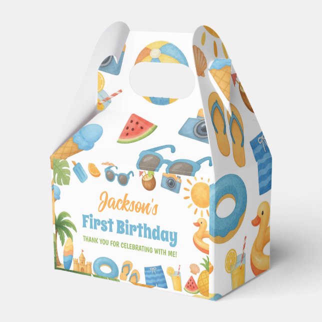 One In The Sun Birthday Summer Party Favor Box (Front Side)