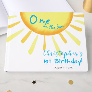 One In The Sun Blue First Birthday Custom Guest Book