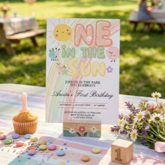one in the Sun First Birthday Invitation