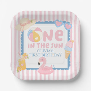 One in the Sun Pool Party 1st Birthday Paper Plate