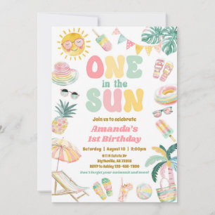 One In The Sun Pool Party Invitation