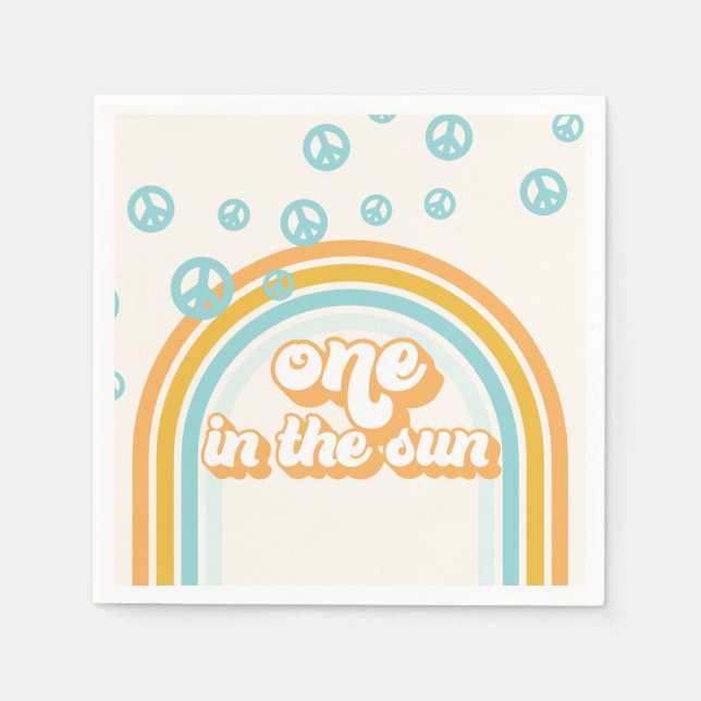 One in the Sun Retro Boy 1st Birthday Napkin (Front)